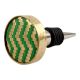 Round Green Metal And Wooden Wine Stopper